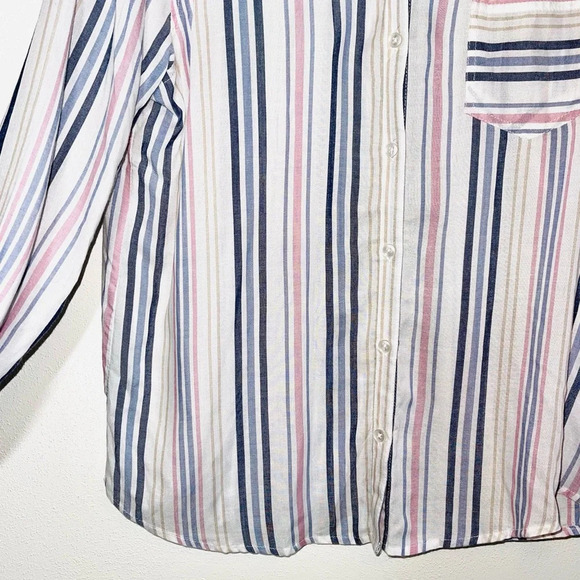 Maurices White & Multicolor Pastel Striped Button Down Shirt Large Women’s - Picture 6 of 12
